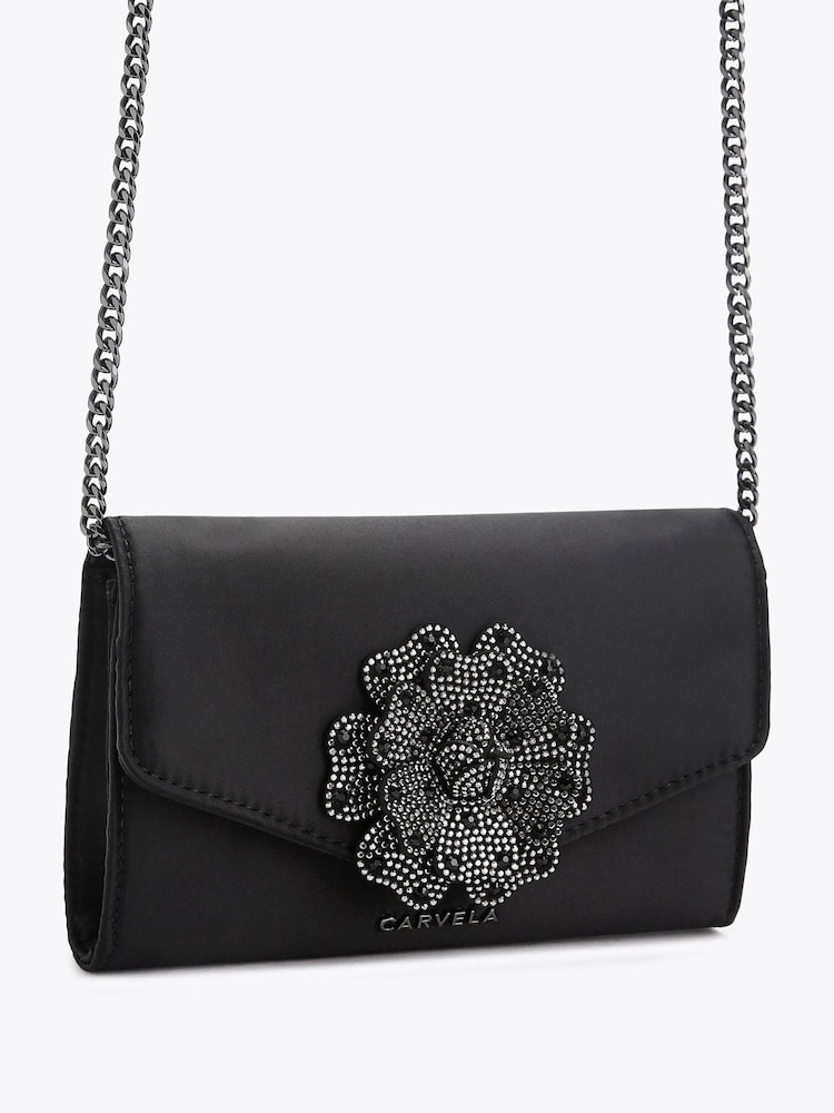 Carvela Black Carvela Black Fiore Flower Clutch Bag - Image 2 of 4 Carvela Black Carvela Black Fiore Flower Clutch Bag - Image 2 of 4