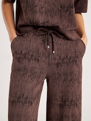 River Island Brown High Waisted Premium Crinkle Wide Leg Joggers - Image 3 of 4