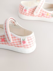 Pink Gingham Touch Fastening Mary Janes Shoes - Image 4 of 5