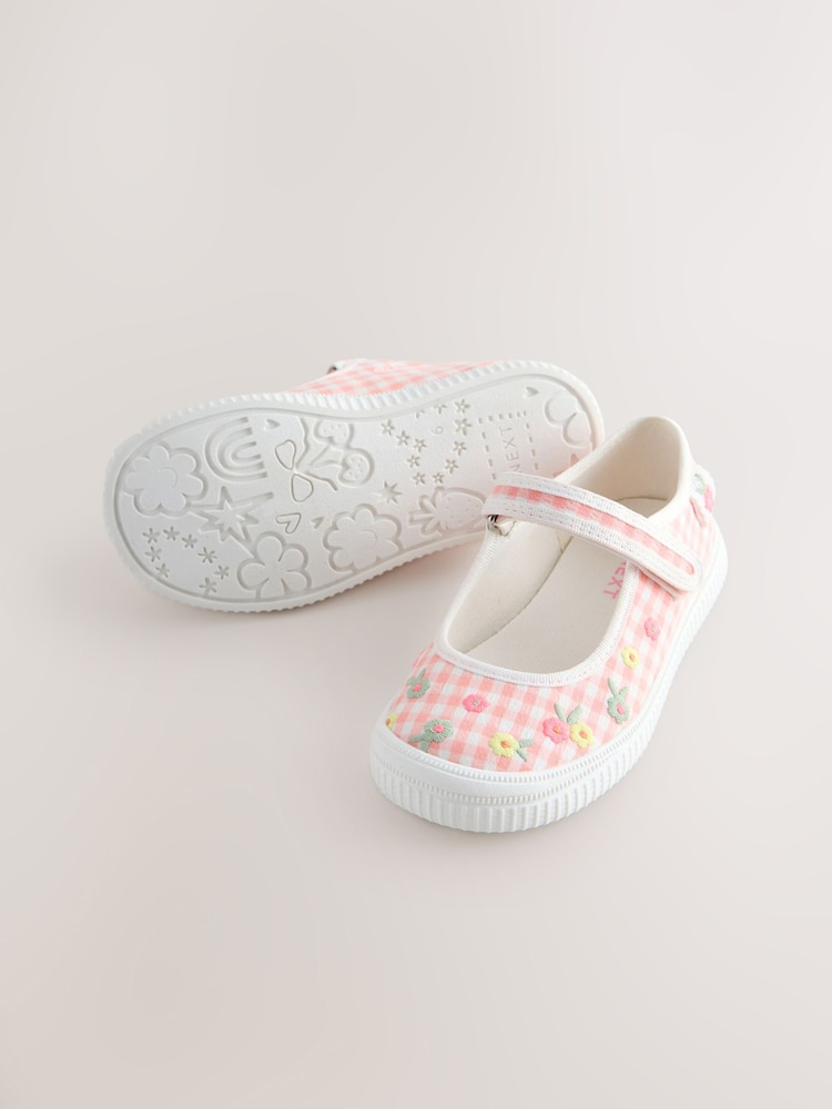 Pink Gingham Touch Fastening Mary Janes Shoes - Image 5 of 5