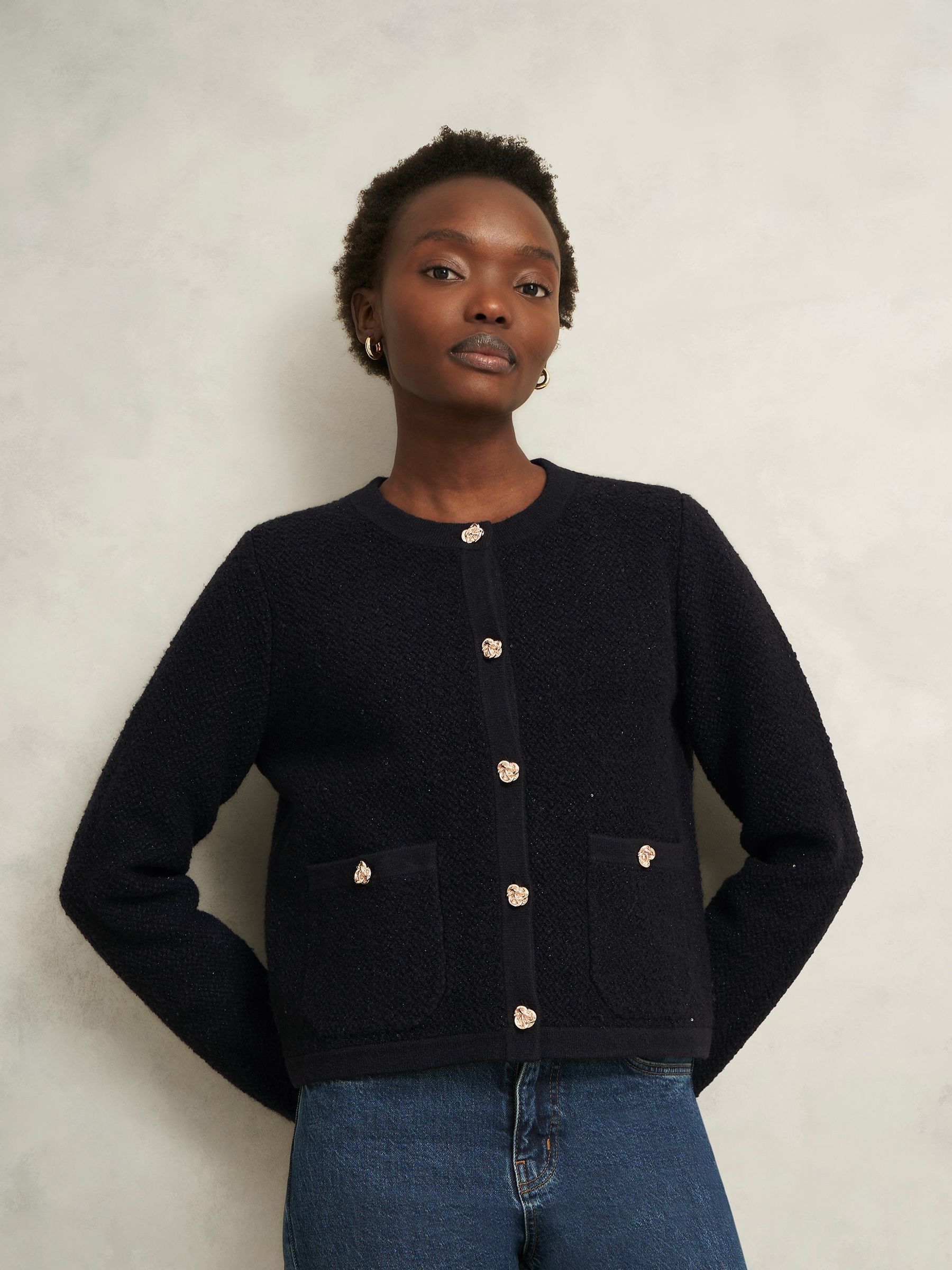 Buy Hobbs Black Mindy Textured Knitted Jacket from the Next UK