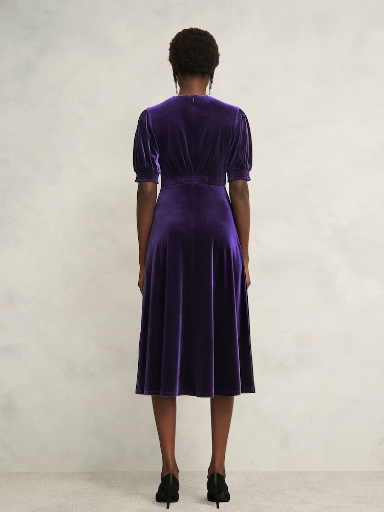 Hobbs Purple Dormer Velvet Dress - Image 2 of 4 Hobbs Purple Dormer Velvet Dress - Image 2 of 4