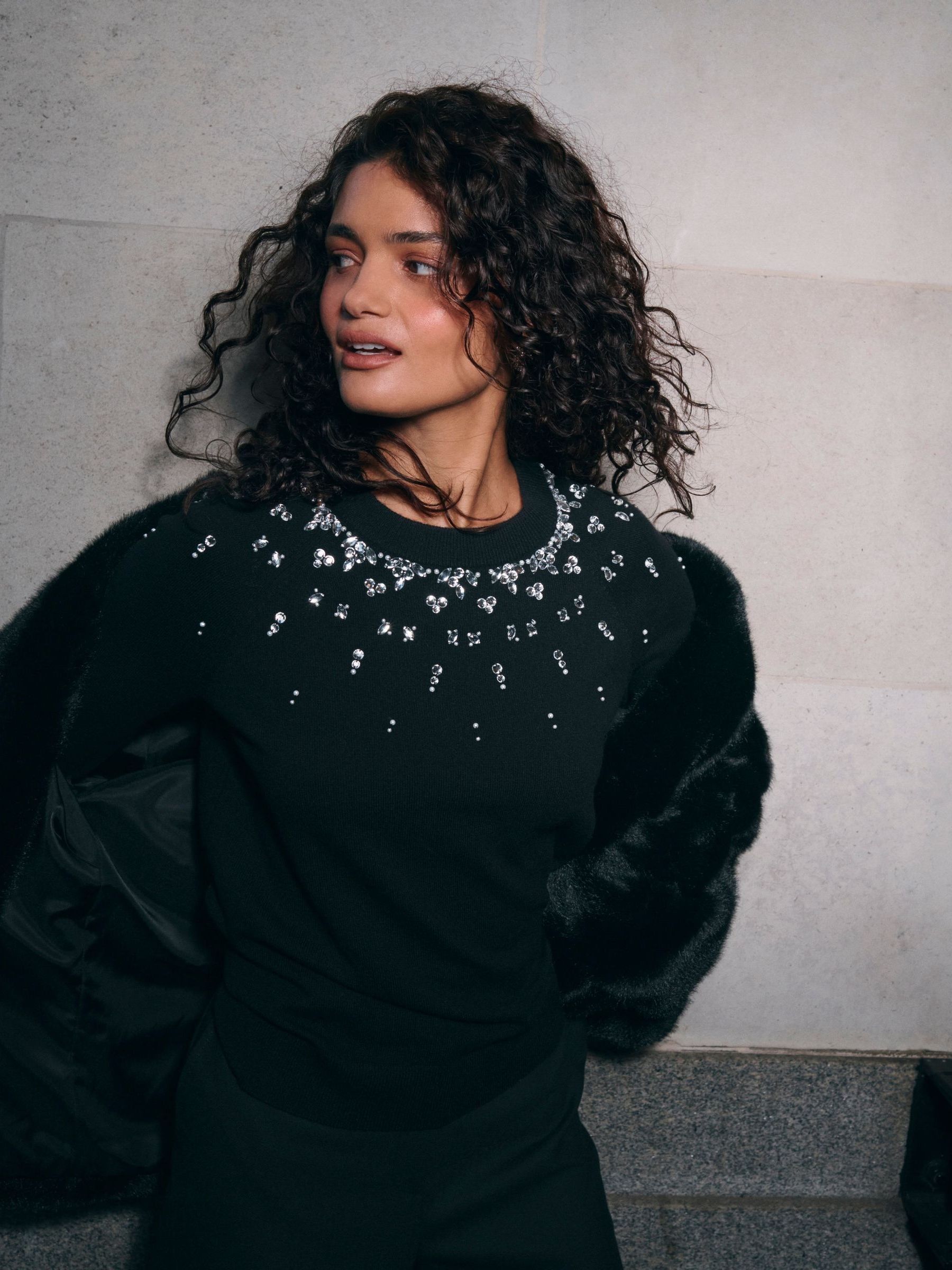 Hobbs London Women's Black Theodora Gem Jumper In | : Large - Image 1