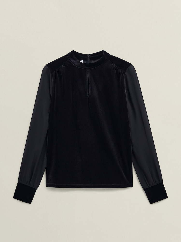 Hobbs Black Lorelai Velvet Top - Image 5 of 5 Hobbs Black Lorelai Velvet Top - Image 5 of 5