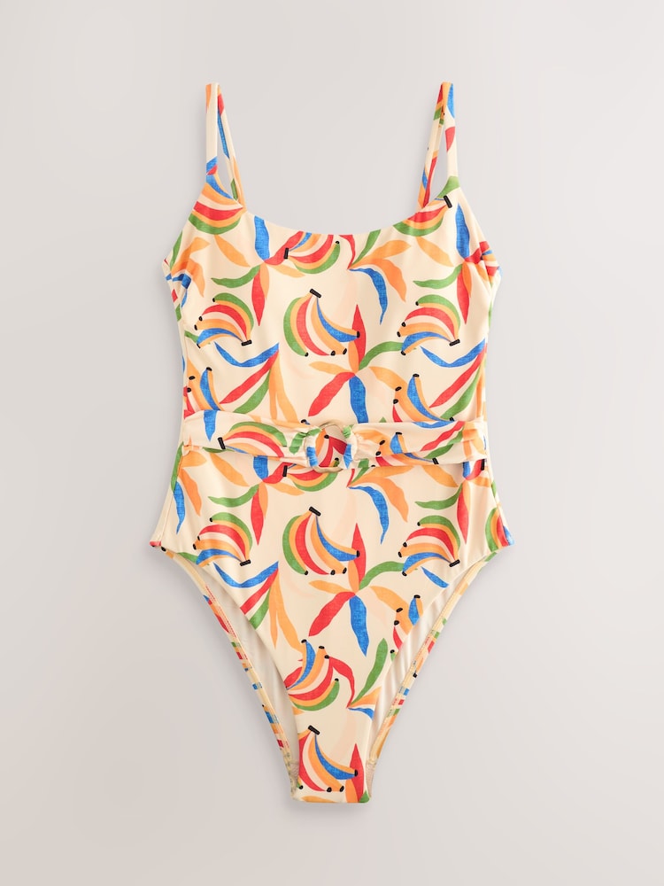 Never Fully Dressed Cream Banana Tummy Control Hardware Scoop Swimsuit - Image 1 of 4