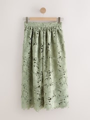 Sage Green N. Premium Occasion Floral Lace Midi Skirt - Image 1 of 3