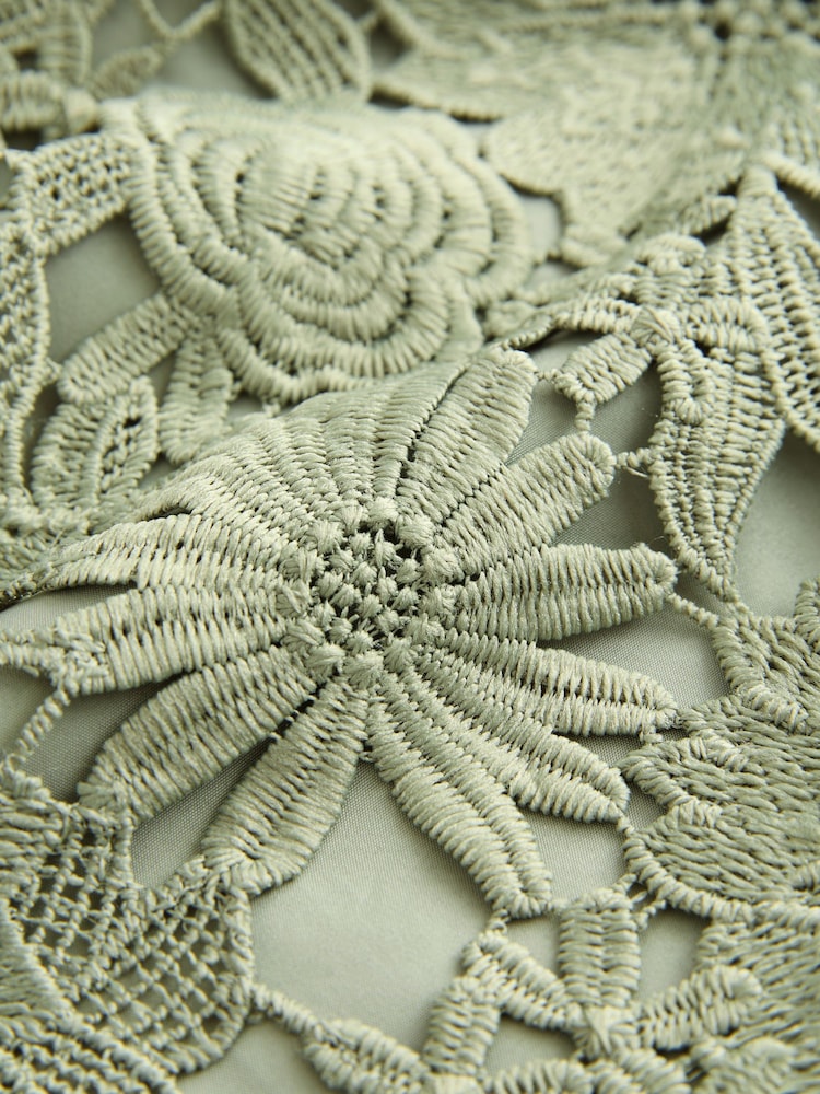 Sage Green N. Premium Occasion Floral Lace Midi Skirt - Image 3 of 3