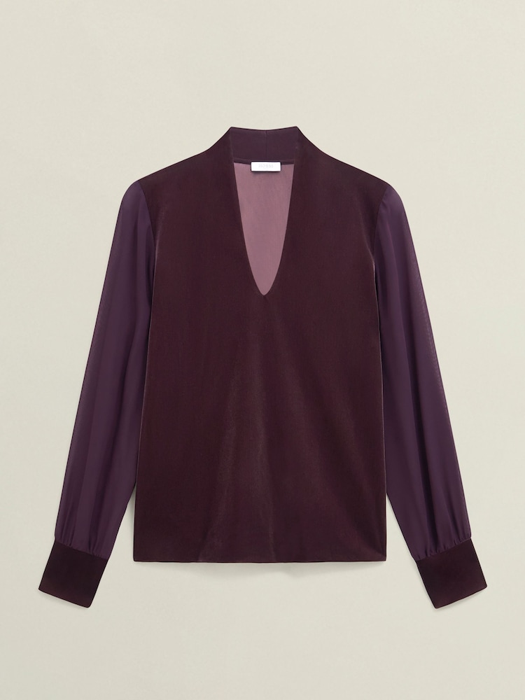 Hobbs Purple Aimee Velvet Top - Image 4 of 4 Hobbs Purple Aimee Velvet Top - Image 4 of 4