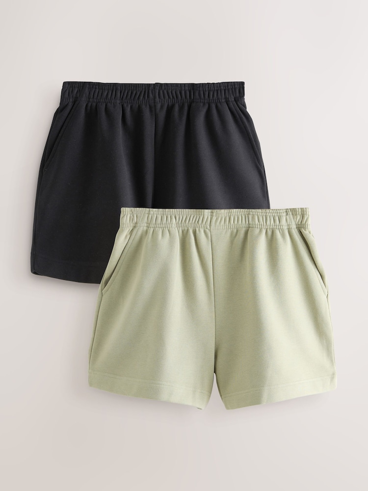 Black/Sage Sweat Shorts 2 Pack - Image 1 of 10