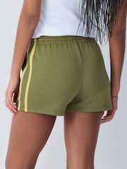 Olive Green Slinky Side Stripe Shorts - Image 3 of 8