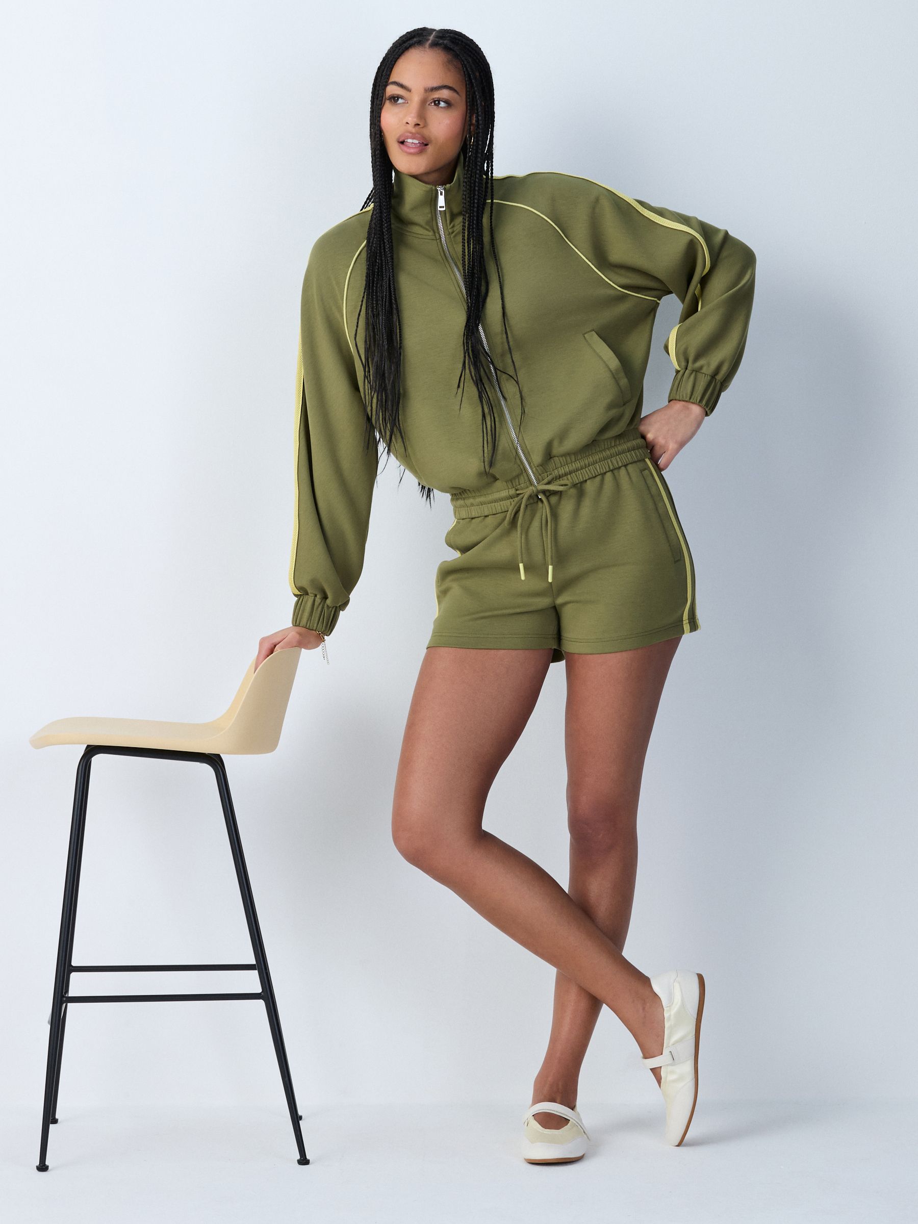 Buy Olive Green Slinky Side Stripe Shorts from Next Canada