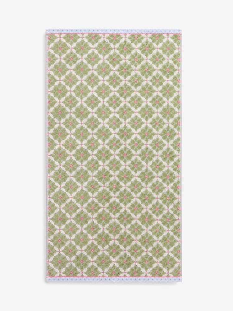 Green Geo Tile Towel - Image 2 of 5