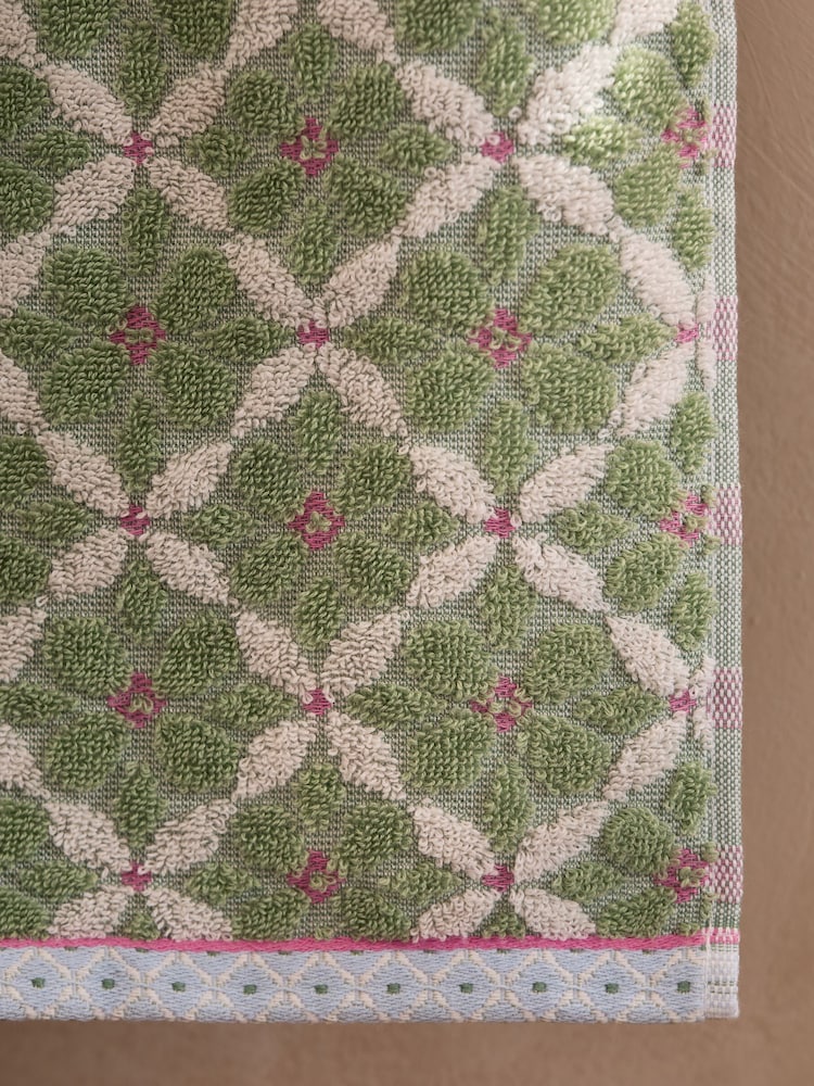 Green Geo Tile Towel - Image 5 of 5