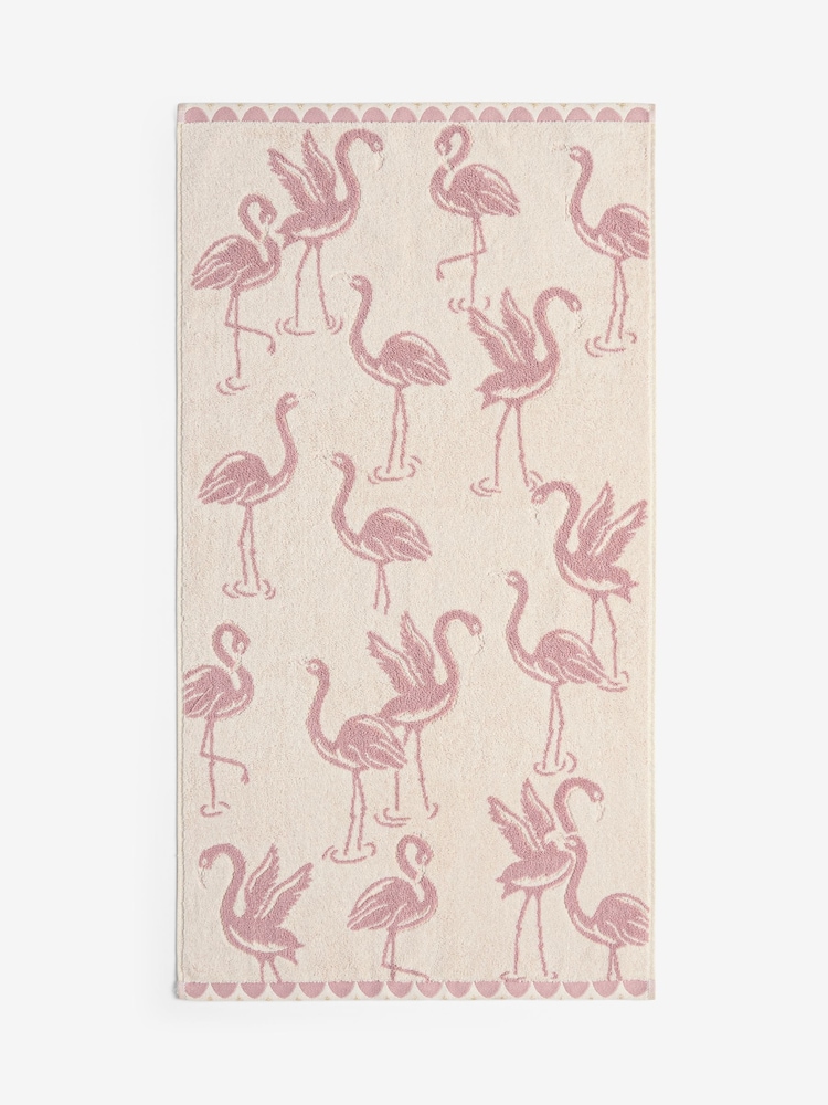 Pink Flamingo with Sparkle Detail Towel - Image 2 of 6