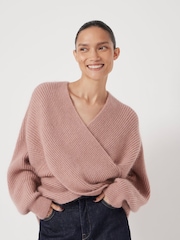 Hush Pink Betty Fluffy Cross Front Jumper - Image 1 of 6