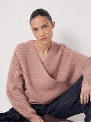 Hush Pink Betty Fluffy Cross Front Jumper - Image 3 of 6