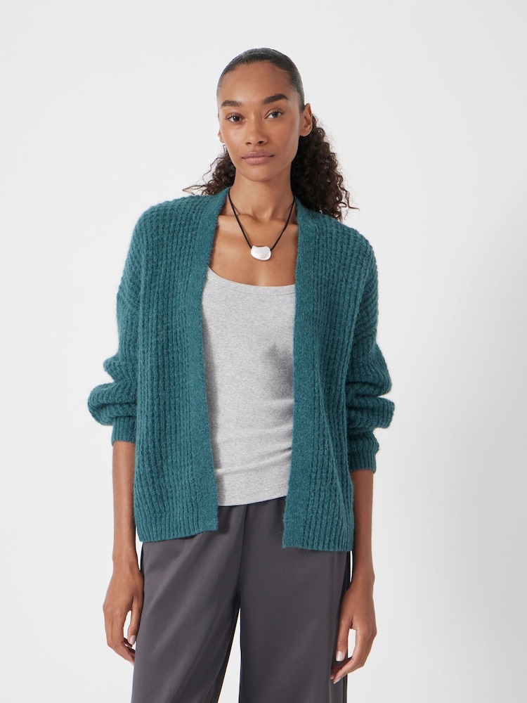 Hush Green Waffle Stitch Edge to Edge Cardigan - Image 1 of 5 Hush Green Waffle Stitch Edge to Edge Cardigan - Image 1 of 5