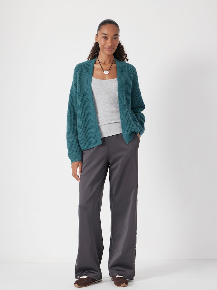 Hush Green Waffle Stitch Edge to Edge Cardigan - Image 2 of 5 Hush Green Waffle Stitch Edge to Edge Cardigan - Image 2 of 5