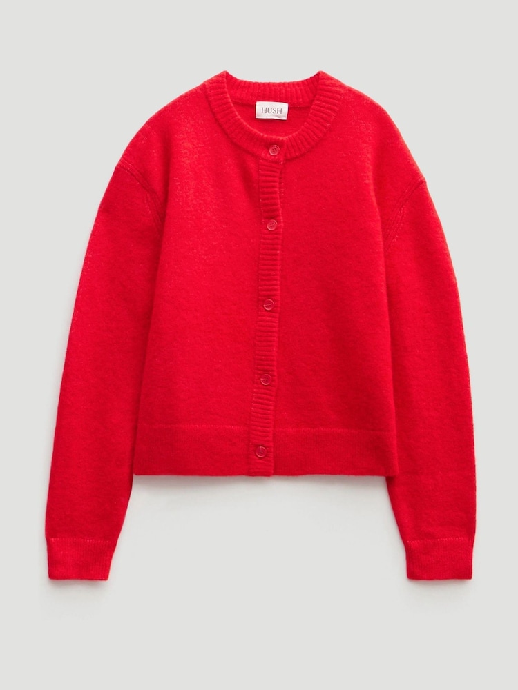 Hush Red Crew Neck Boxy Cardigan - Image 5 of 5