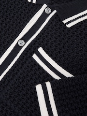 Ναυτικό - Πουκάμισο Reiss Meadows από βαμβακερό κροσέ με κουμπιά - Εικόνα 7 από 7