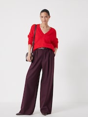 Hush Red Wool Blend V-Neck Jumper - Image 2 of 5