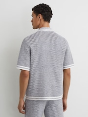 Reiss Soft Blue Meadows Cotton Crochet Button-Through Shirt - Image 5 of 7