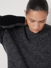 Hush Grey Colour Block Wool Blend Crew Jumper - Image 3 of 5