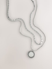Silver Tone Layered Coin Pendant Necklace - Image 4 of 5