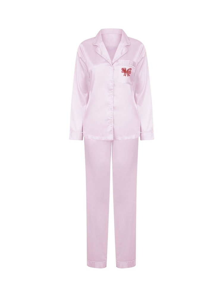 Personalised Christmas Satin Bow Pyjamas by Koko Blossom - Image 3 of 3