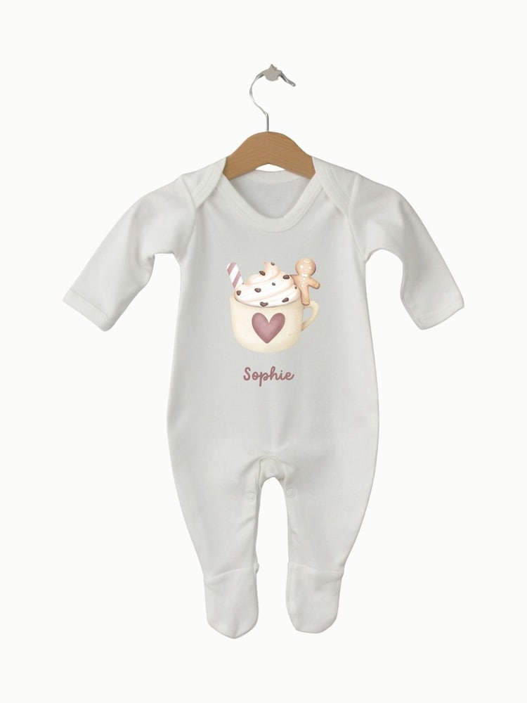 Personalised Christmas Gingerbread Sleepsuit by Koko Blossom - Image 1 of 2 Personalised Christmas Gingerbread Sleepsuit by Koko Blossom - Image 1 of 2
