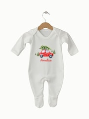 Personalised Christmas Car Sleepsuit by Koko Blossom - Image 1 of 2