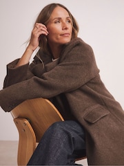 JD Williams Brown Premium Wool Blend Coat - Image 3 of 4