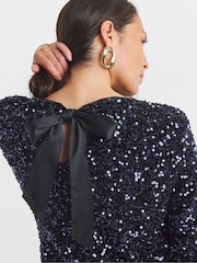 JD Williams Blue Bow Back Sequin Shift Dress - Image 4 of 4