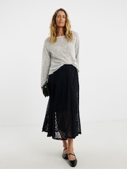 JD Williams Silver Sequin Popcorn Slouch Long Sleeve Top - Image 1 of 4