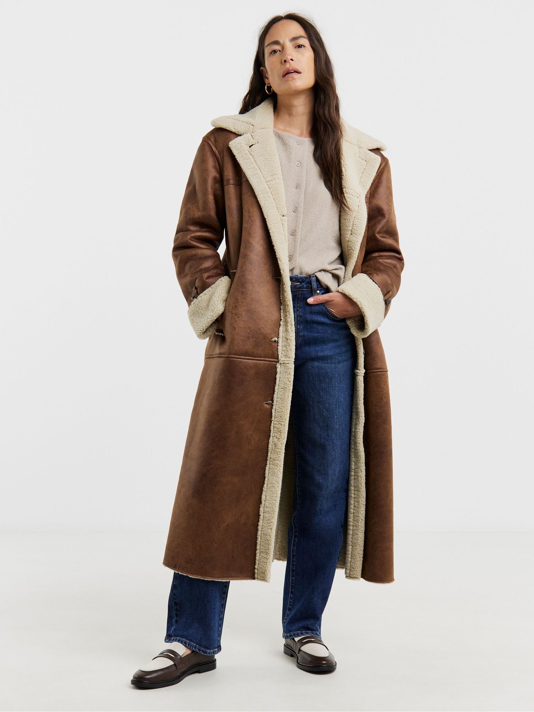 Buy JD Williams Brown Shearling Maxi Coat from Next Canada