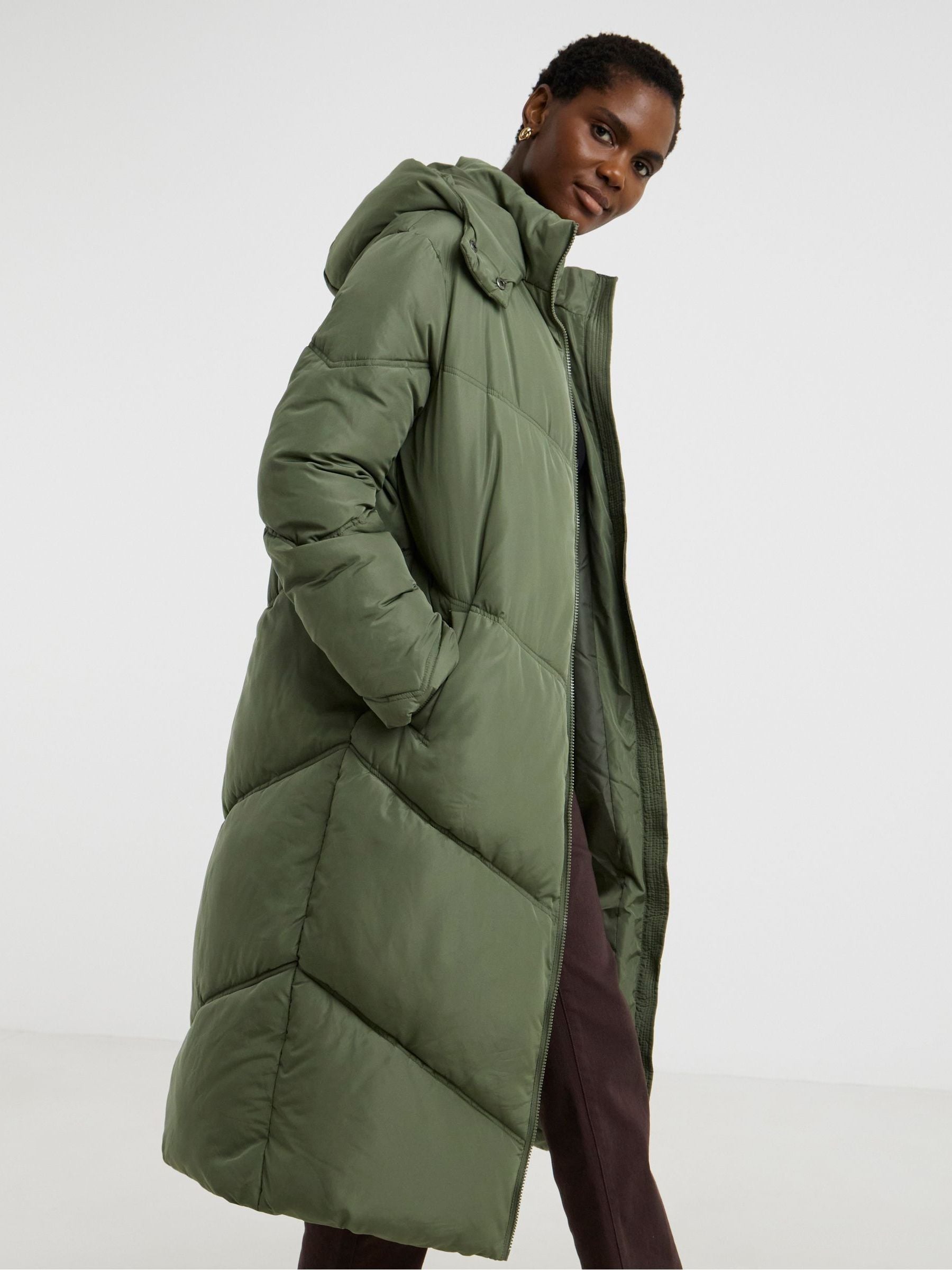 【やっこねえ】フード付きミントグリーンロングコート Buy JD Williams Green Longline Padded Coat from Next USA