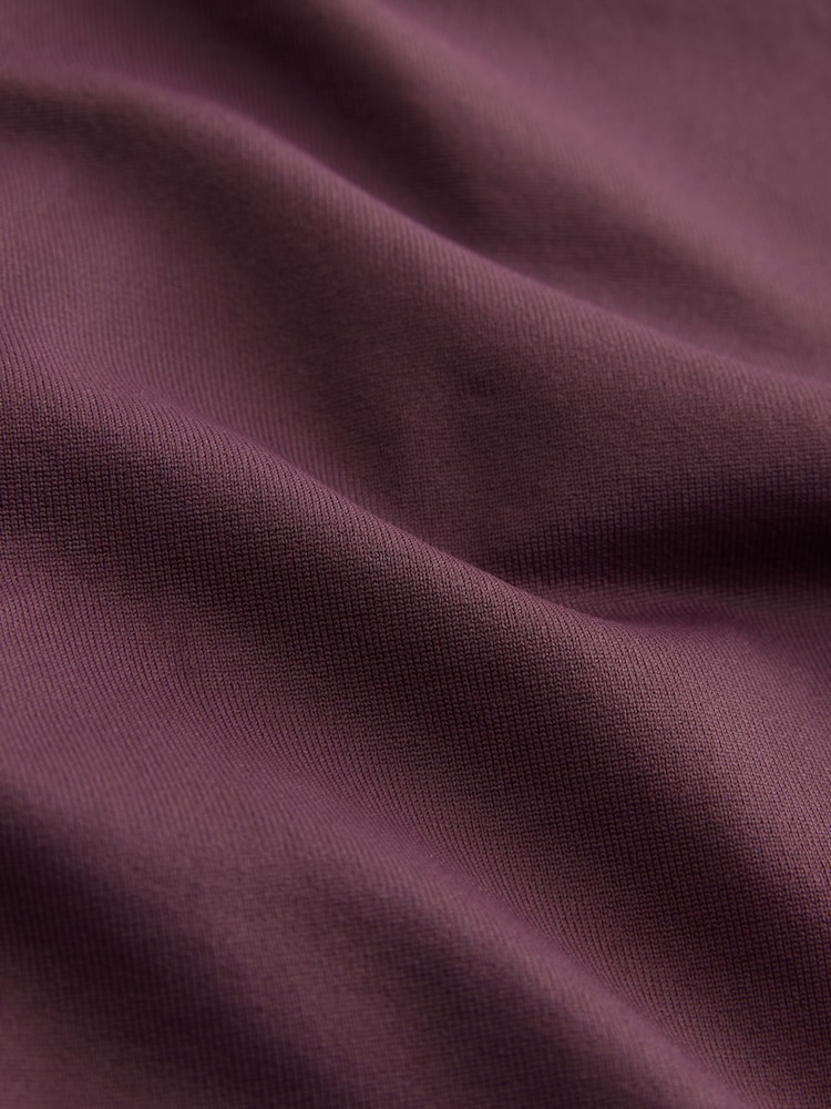 Burgundy Soft Touch Slinky Nylon Polo Zip Short Sleeve T-Shirt - Image 3 of 3 Burgundy Soft Touch Slinky Nylon Polo Zip Short Sleeve T-Shirt - Image 3 of 3