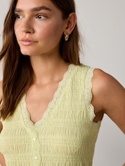 Lime Green Sleeveless V-Neck Textured Waistcoat - Image 5 of 5