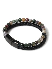 Leather Beaded Black Bracelet - Afbeelding 1 van 2