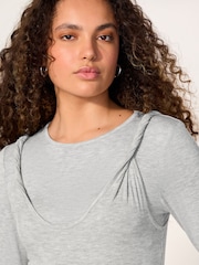 Grey Knit Long Sleeve Cami Layer Top - Image 4 of 7