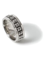 Bague Twister texturée en acier inoxydable argenté - Image 1 de 2