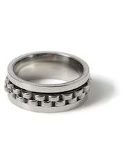 Bague Twister texturée en acier inoxydable argenté - Image 2 de 2
