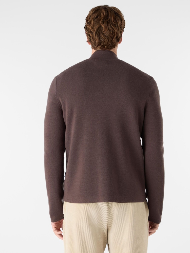 Oliver Sweeney Knitted Merino Wool Blend Brown Jacket - Image 2 of 5 Oliver Sweeney Knitted Merino Wool Blend Brown Jacket - Image 2 of 5