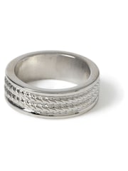 Silver Tone Rope Etched Ring - Image 2 of 2