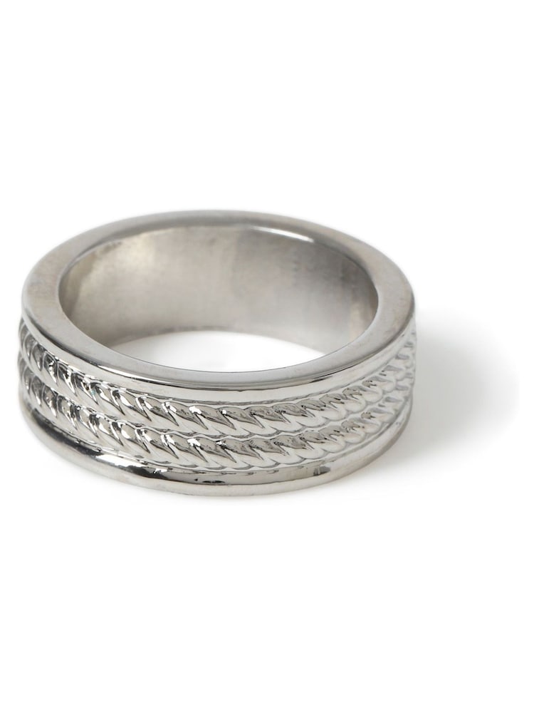 Silver Tone Rope Etched Ring - Image 2 of 2