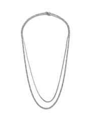 Silver Tone Stainless Steel Multirow Chain Necklace - Image 1 of 2