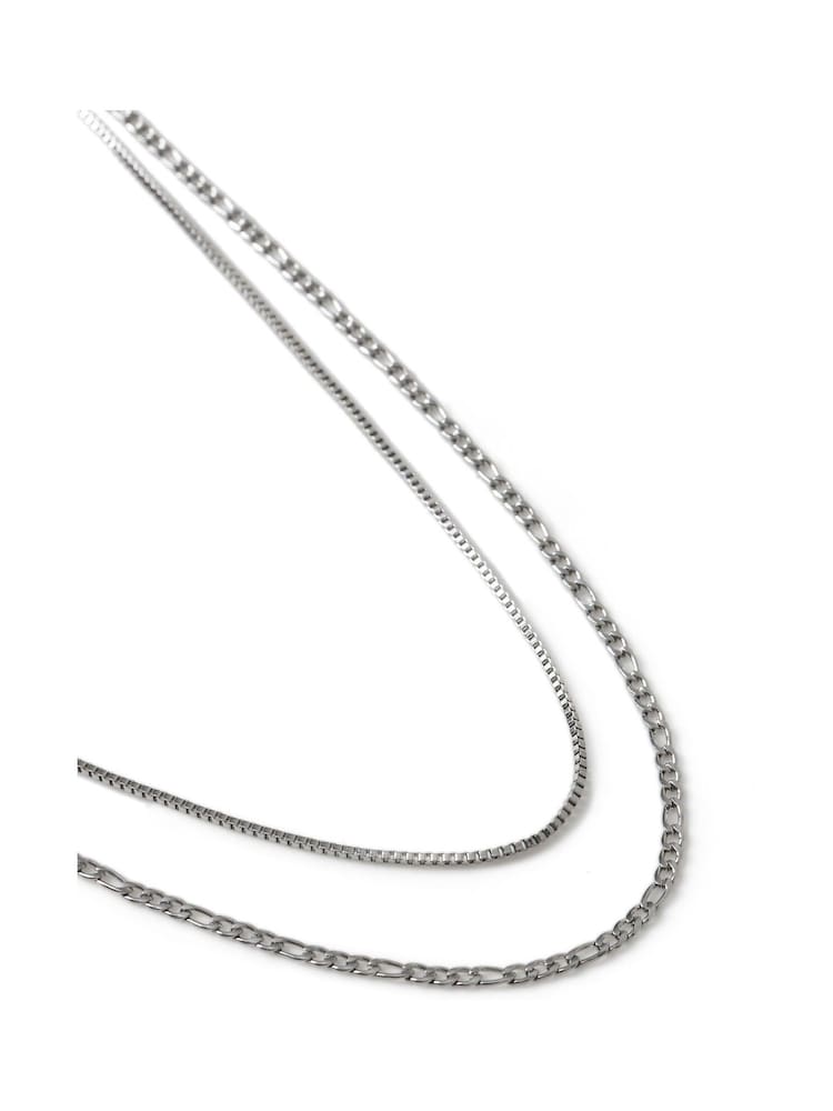 Silver Tone Stainless Steel Multirow Chain Necklace - Image 2 of 2