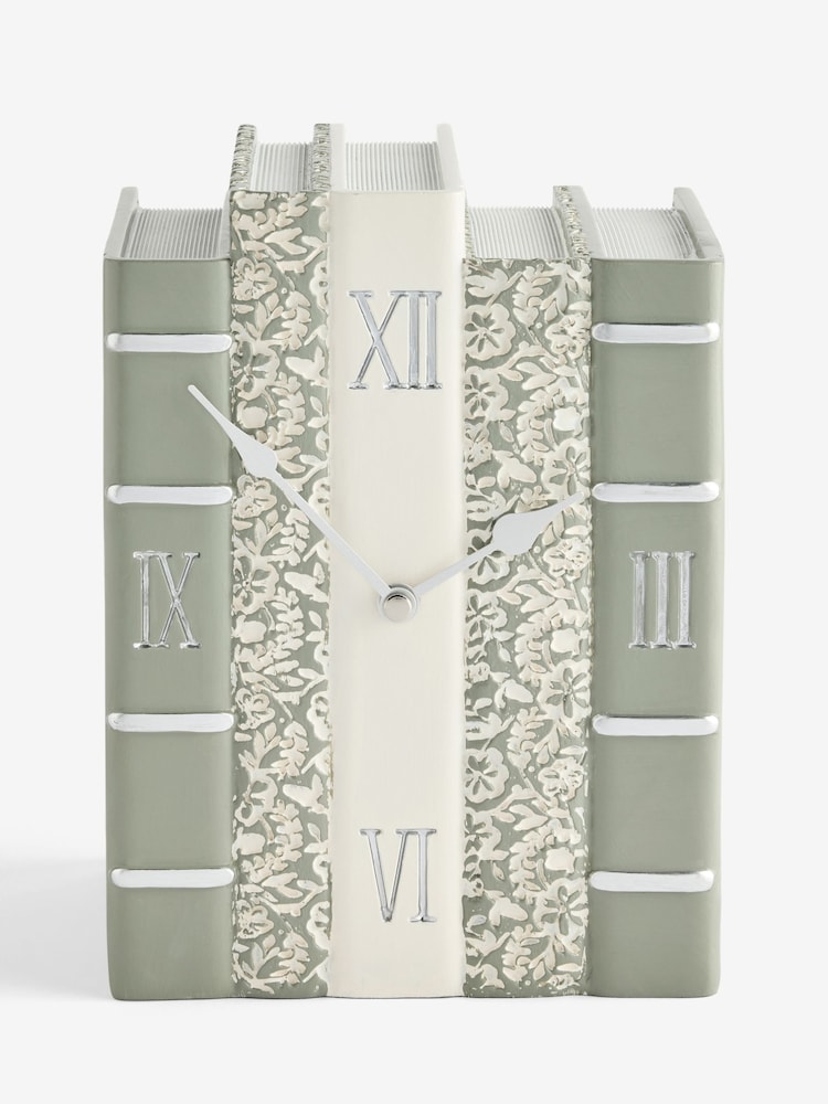 Sage Green Floral Book Clock - Image 3 of 3 Sage Green Floral Book Clock - Image 3 of 3