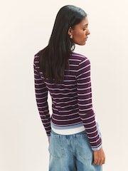 Blue/Berry Stripe Soft Touch Long Sleeve Layer Top - Image 4 of 8