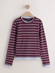 Blue/Berry Stripe Soft Touch Long Sleeve Layer Top - Image 6 of 8